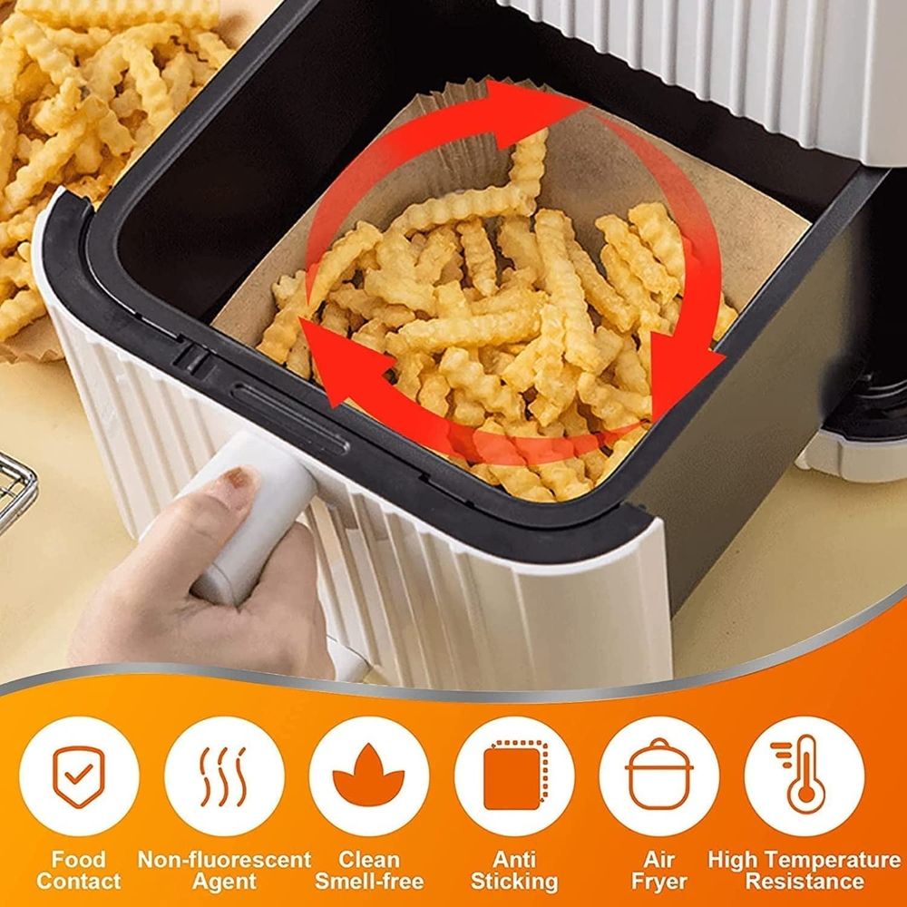 Air Fryer Disposable Parchment Liner Square 100PCS for 5 to 8 Qt Basket, 7.9 inch Parchment Paper Non-stick Oil-proof