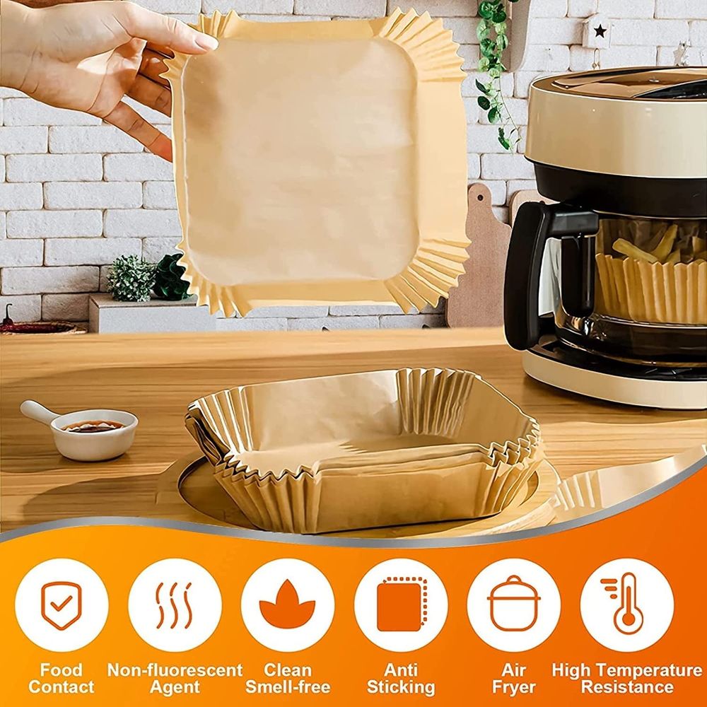 Air Fryer Disposable Parchment Liner Square 100PCS for 5 to 8 Qt Basket, 7.9 inch Parchment Paper Non-stick Oil-proof