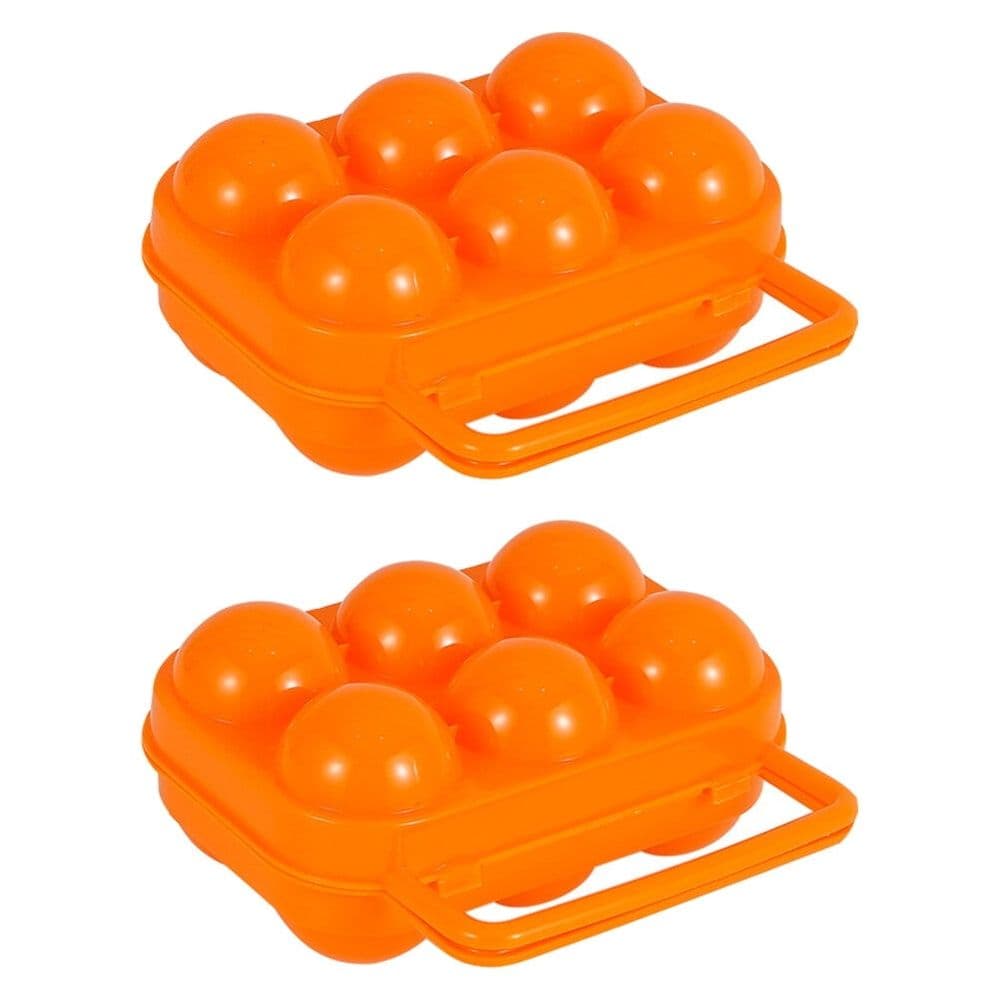 Portable Egg Storage Box 12 Slots Durable Plastic Orange for Picnicking Camping
