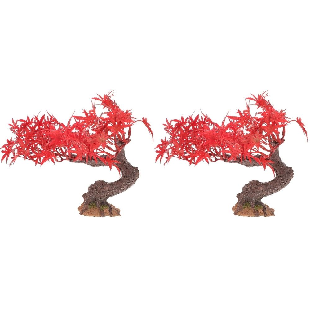 Red Faux Tree for Table - Wide Application, Easy to Use, 2Pcs