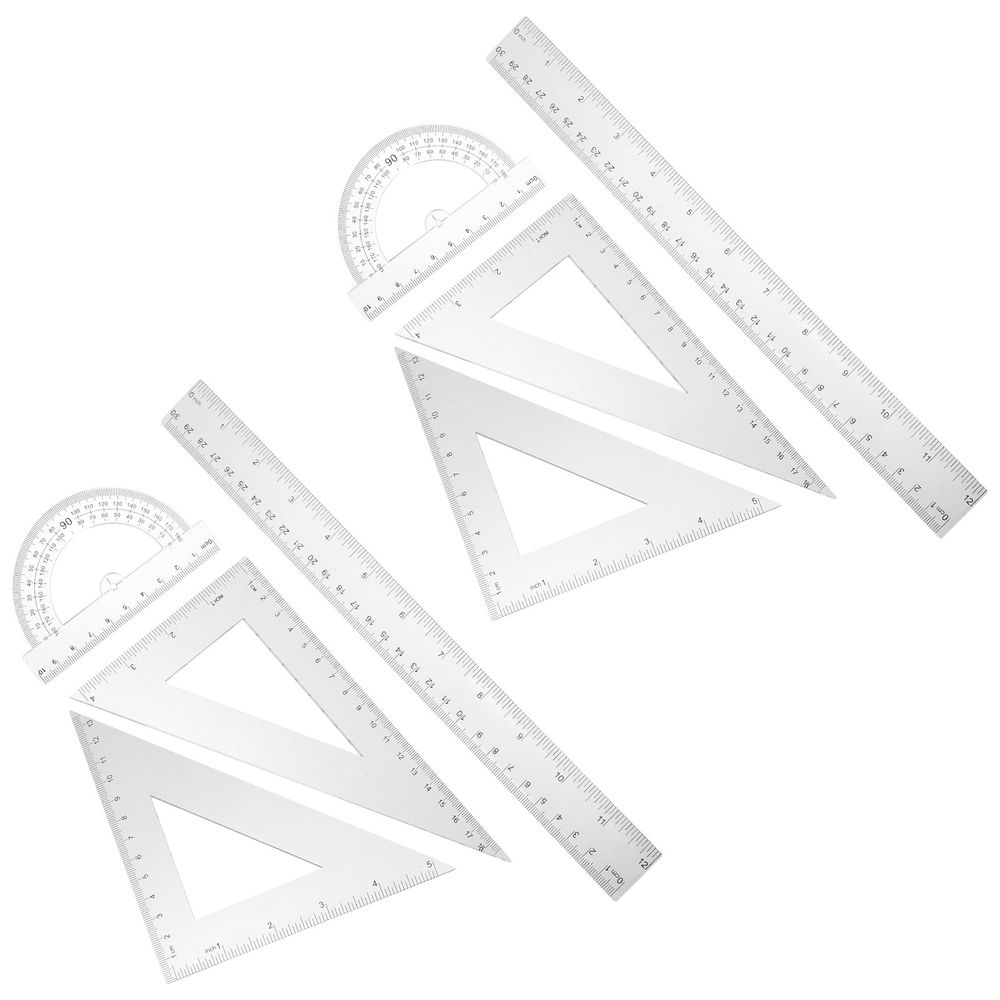 2Sets Multi Functional Transparent Drafting Ruler Set for Architecture Drawing and Measurement