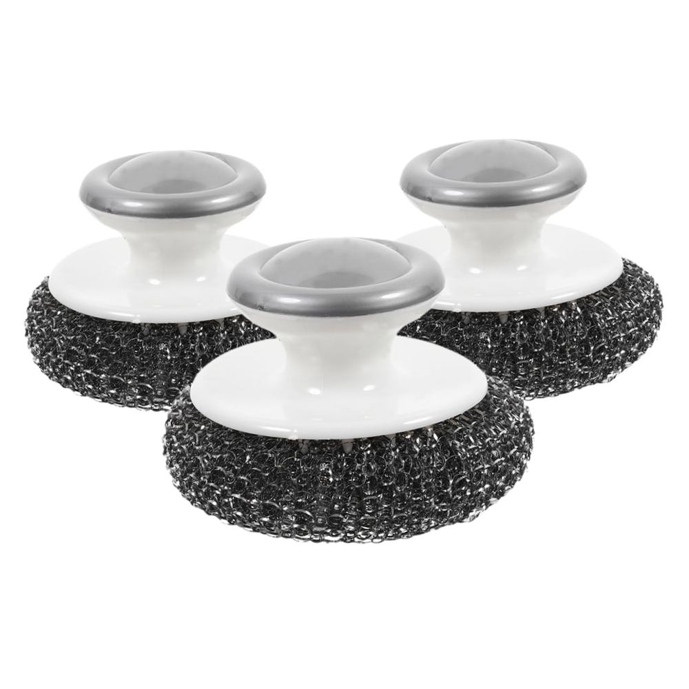 3Pcs Pan Scrubber with Handle for Kitchen Use Assorted Color PP and Steel Wire