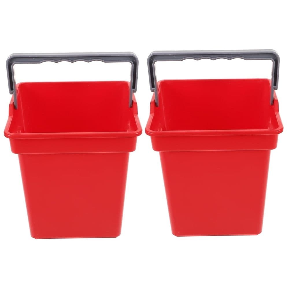 2Pcs Red Plastic Mop Bucket for Home Use with Handle