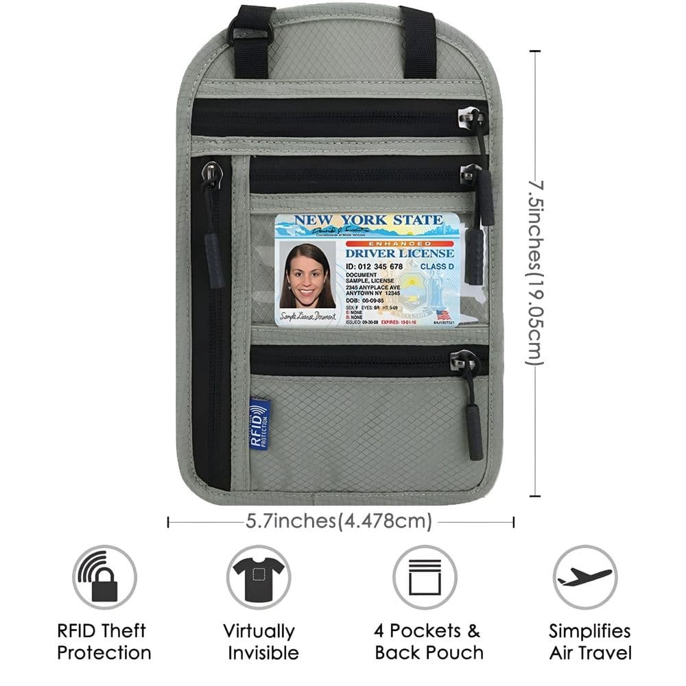 Travel Neck Wallet with Blocking Waterproof Travel Neck Pouch Passport Holder for Women and Men Keep Your Cash Credit Cards and Phone Safe for Secure Travels
