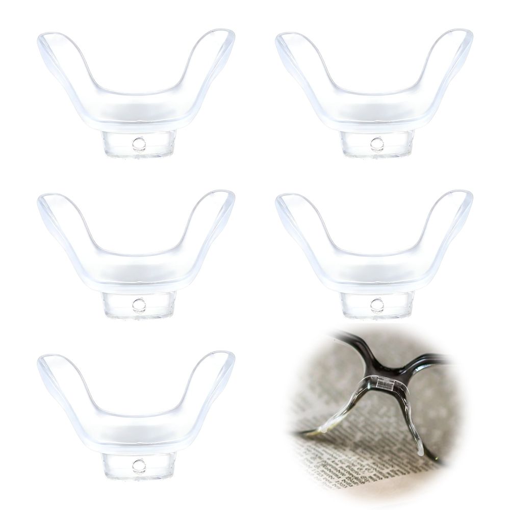 5Pcs Eyeglass Nose Pads,U Shape Nose Pads for Glasses,Screw-On Nosepads,Anti-Slip Cushioned Silicone Nose Pads for Eyeglasses