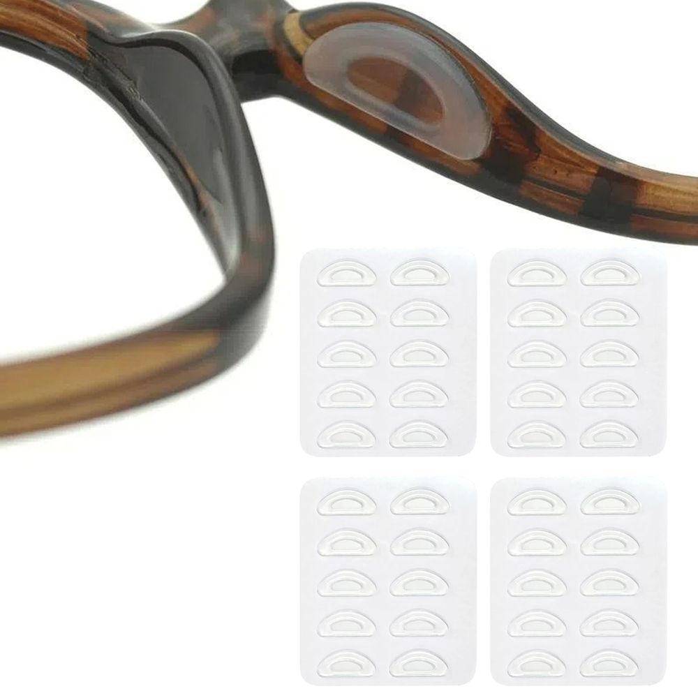 4 Pairs Eyeglass Nose Pads,D Shape Nose Pads for Glasses,Adhesive Nosepads,Anti-Slip Soft Silicone Nose Pads for Glasses