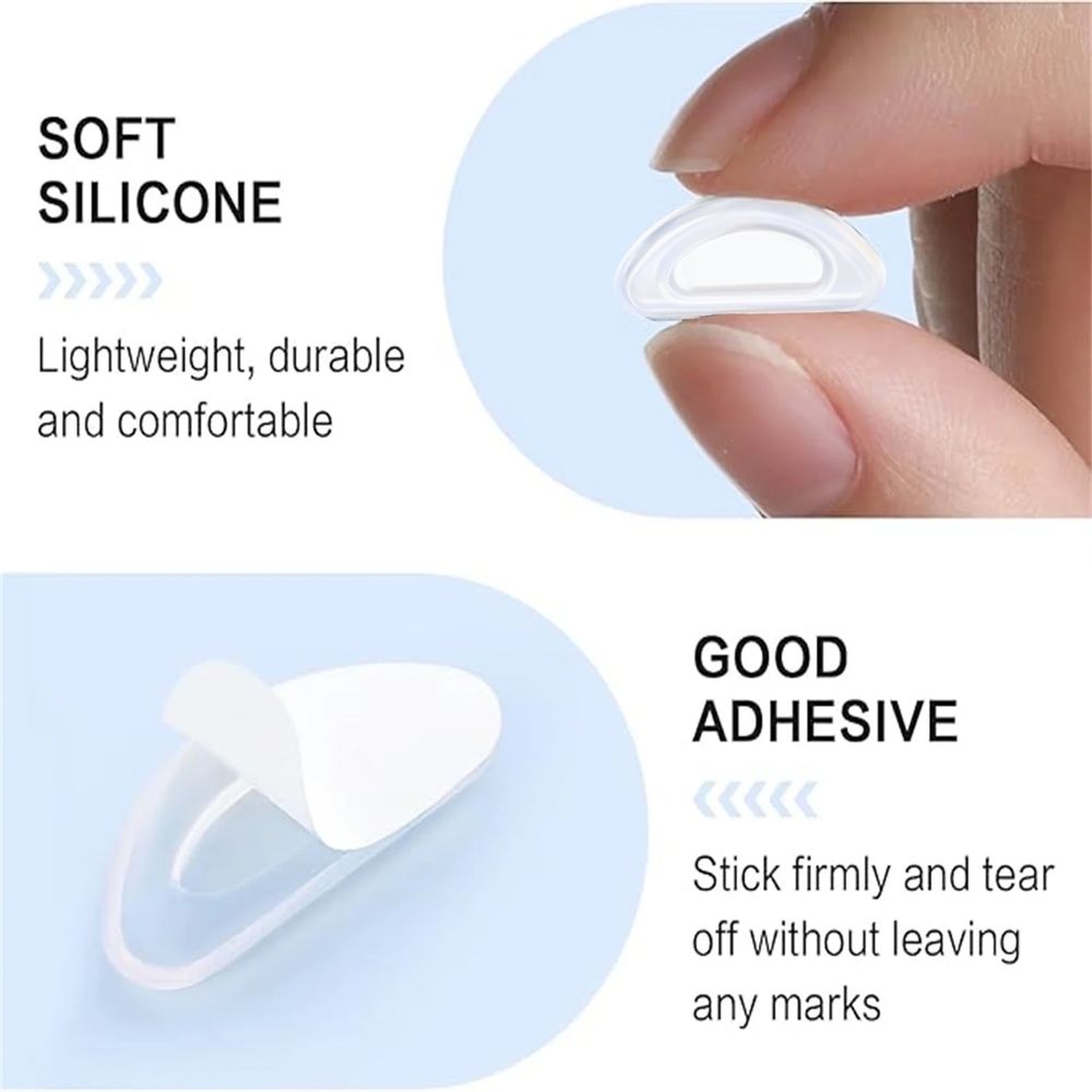 4 Pairs Eyeglass Nose Pads,D Shape Nose Pads for Glasses,Adhesive Nosepads,Anti-Slip Soft Silicone Nose Pads for Glasses