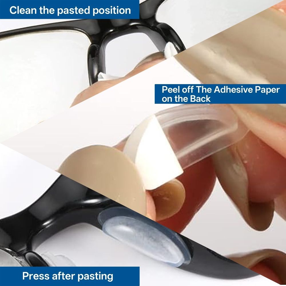 4 Pairs Eyeglass Nose Pads,D Shape Nose Pads for Glasses,Adhesive Nosepads,Anti-Slip Soft Silicone Nose Pads for Glasses