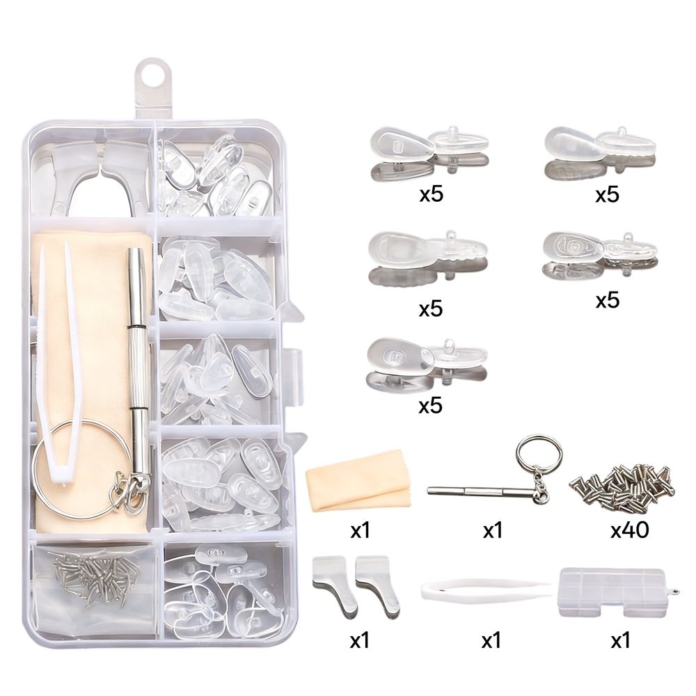 25 Pairs Eyeglass Nose Pads,Soft Silicone Nose Pads for Glasses,Screw-On Nosepads with Fixing Tools,Pressure-Free Anti Slip Eyeglass Nose Pads for Glass