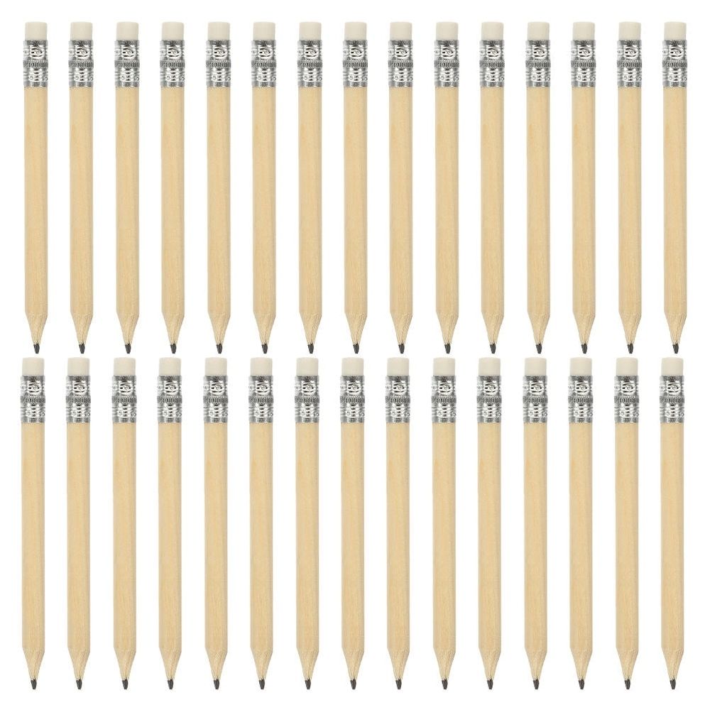 Compact Beige Wooden Golf Pencils for Office and School 30Pcs