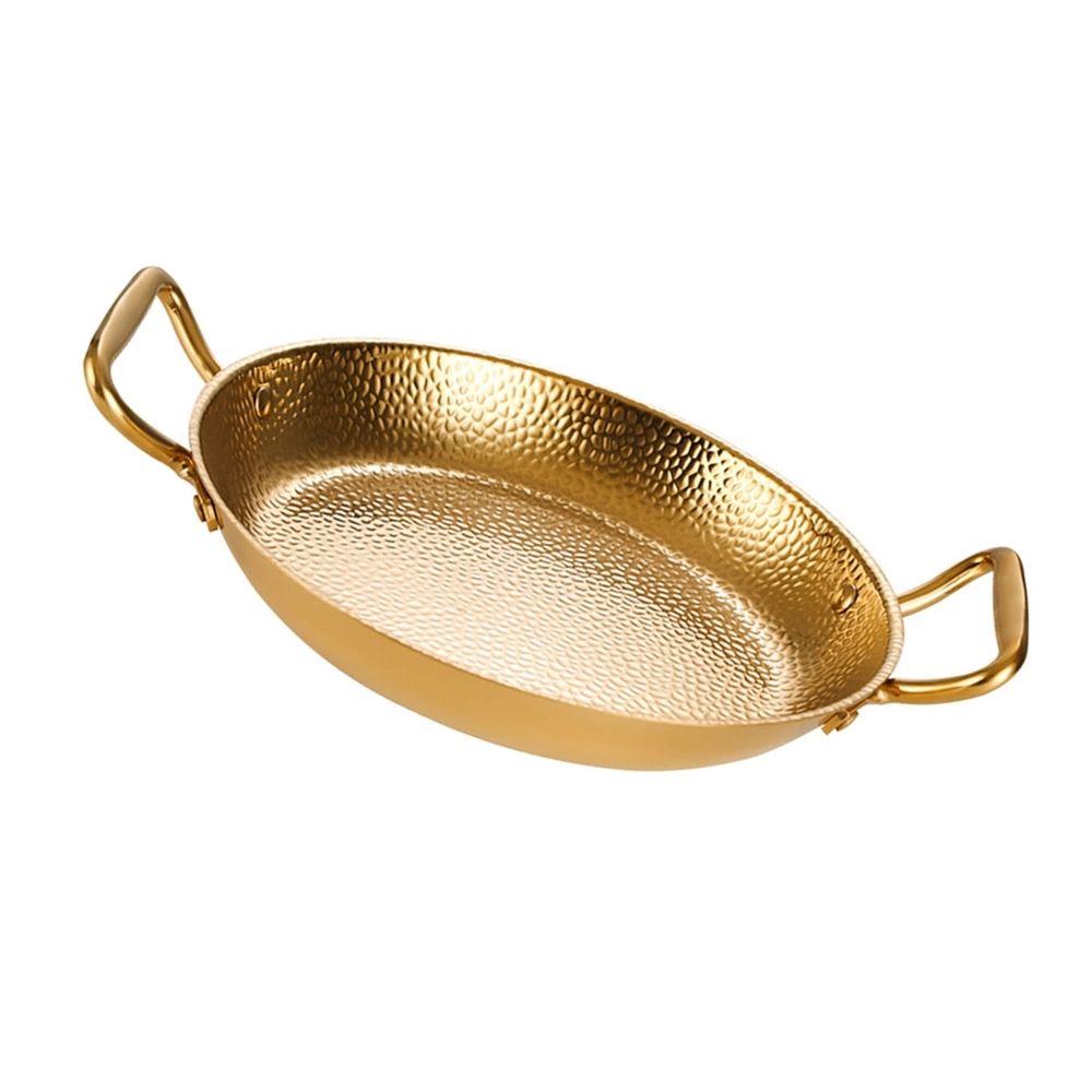 Golden Stainless Steel Hot Pot with Double Handles for Home Use