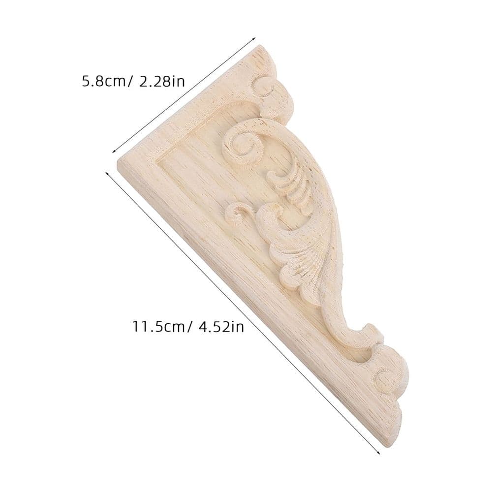 Wood Appliques Decorative Corner Onlays Handcarved Smooth Finish 11.50X5.80X0.80cm Khaki 4 Piece