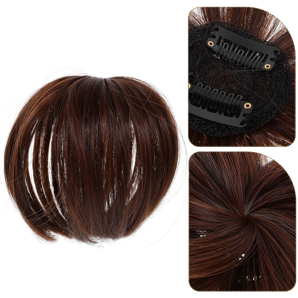 Brown Clip-In Hair Topper for Women, Synthetic Chemical Fiber Hairpiece, 1 Piece, Natural Look Hair Extension