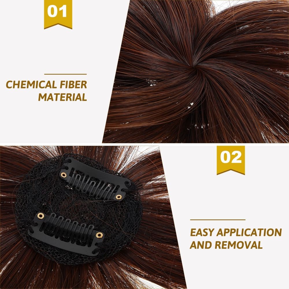 Brown Clip-In Hair Topper for Women, Synthetic Chemical Fiber Hairpiece, 1 Piece, Natural Look Hair Extension