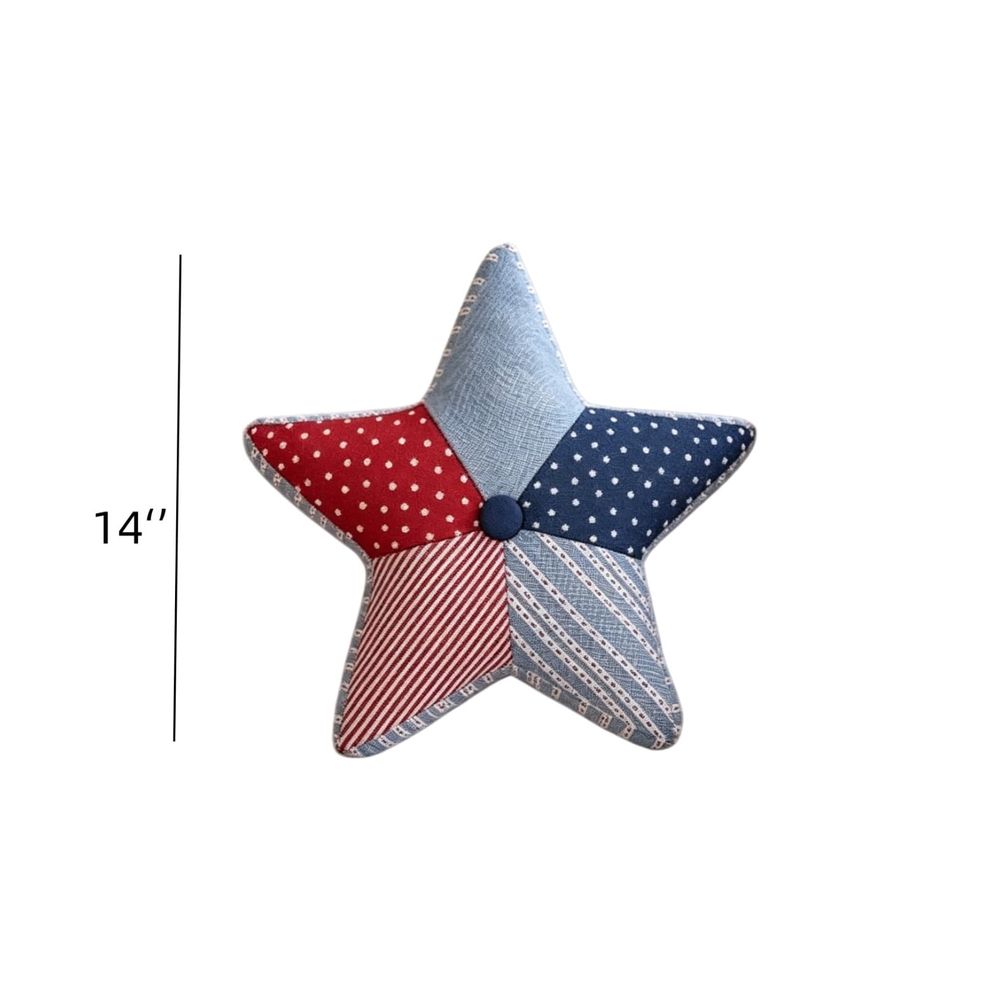 Patriotic Five-pointed Star Decorative Pillow, 14", Flag Decorative Pillows, 4th of July Sofa Outdoor Decoration Pillows, Red White and Blue