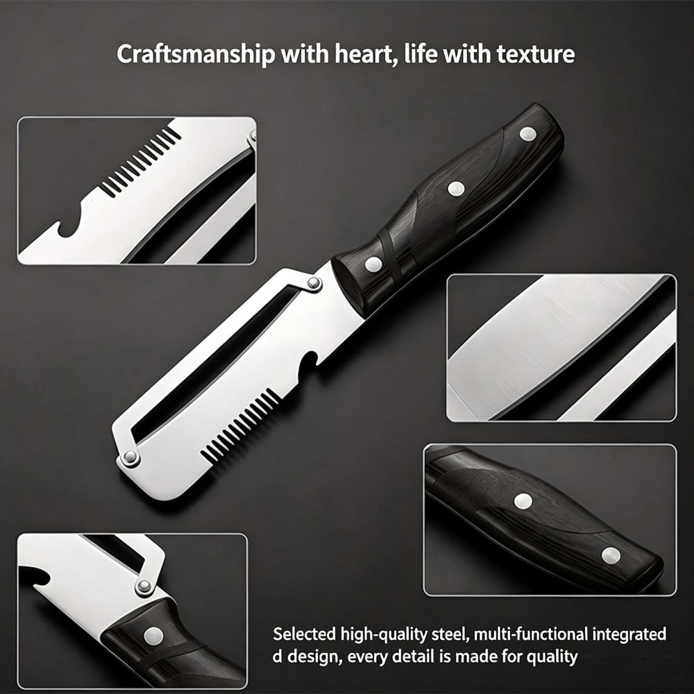 Multifunctional Vegetable Peeler, 3 in 1 Stainless Steel Blade Peeler for Kitchen with Wooden Handle and Bottle Opener, Ultra-Sharp Peelers Kitchen Tool for Fruits and Vegetables