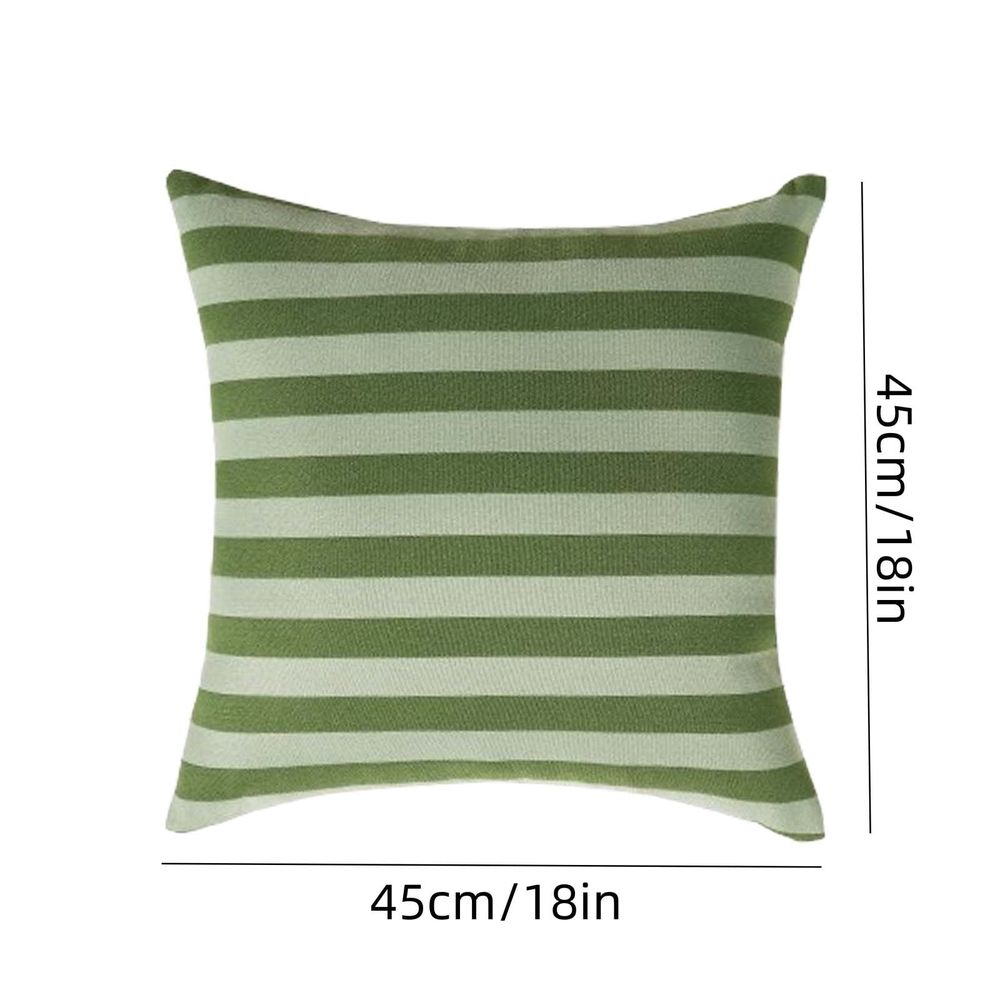 18" x 18" Square Woven Green Stripe Decorative Outdoor Pillow, Spot Clean with Water and Mild Detergent