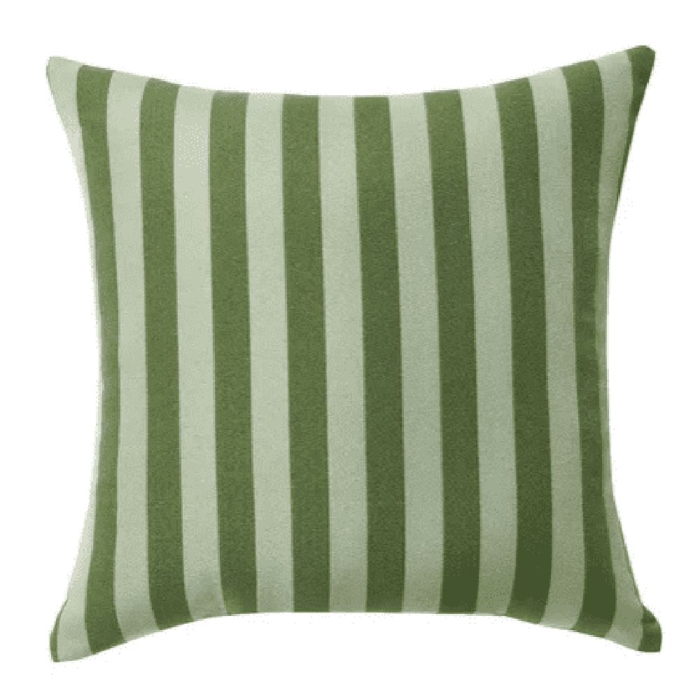 18" x 18" Square Woven Green Stripe Decorative Outdoor Pillow, Spot Clean with Water and Mild Detergent
