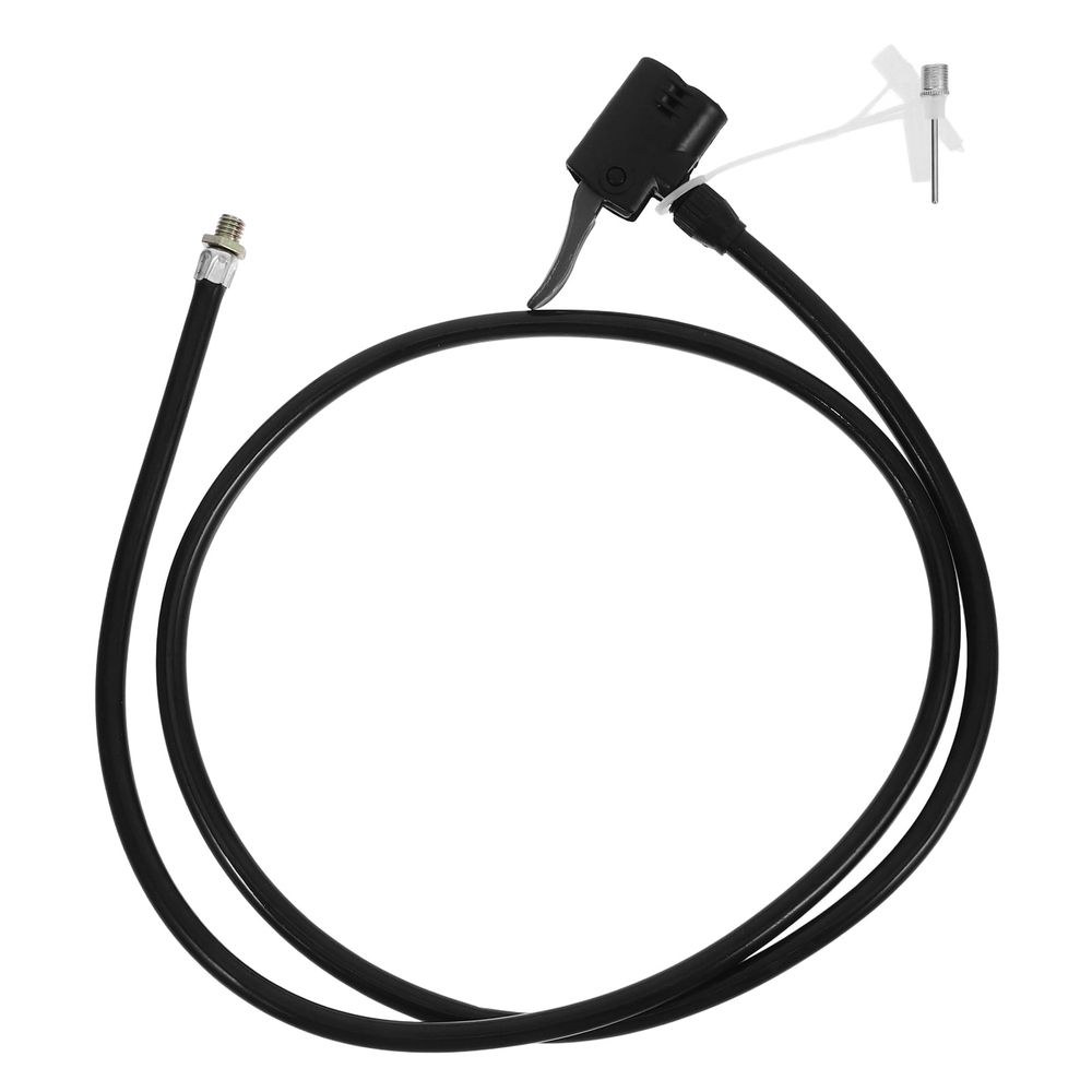 Universal Bike Pump Hose in Black, Reusable Inflator Hose Compatible with All Valve Types for