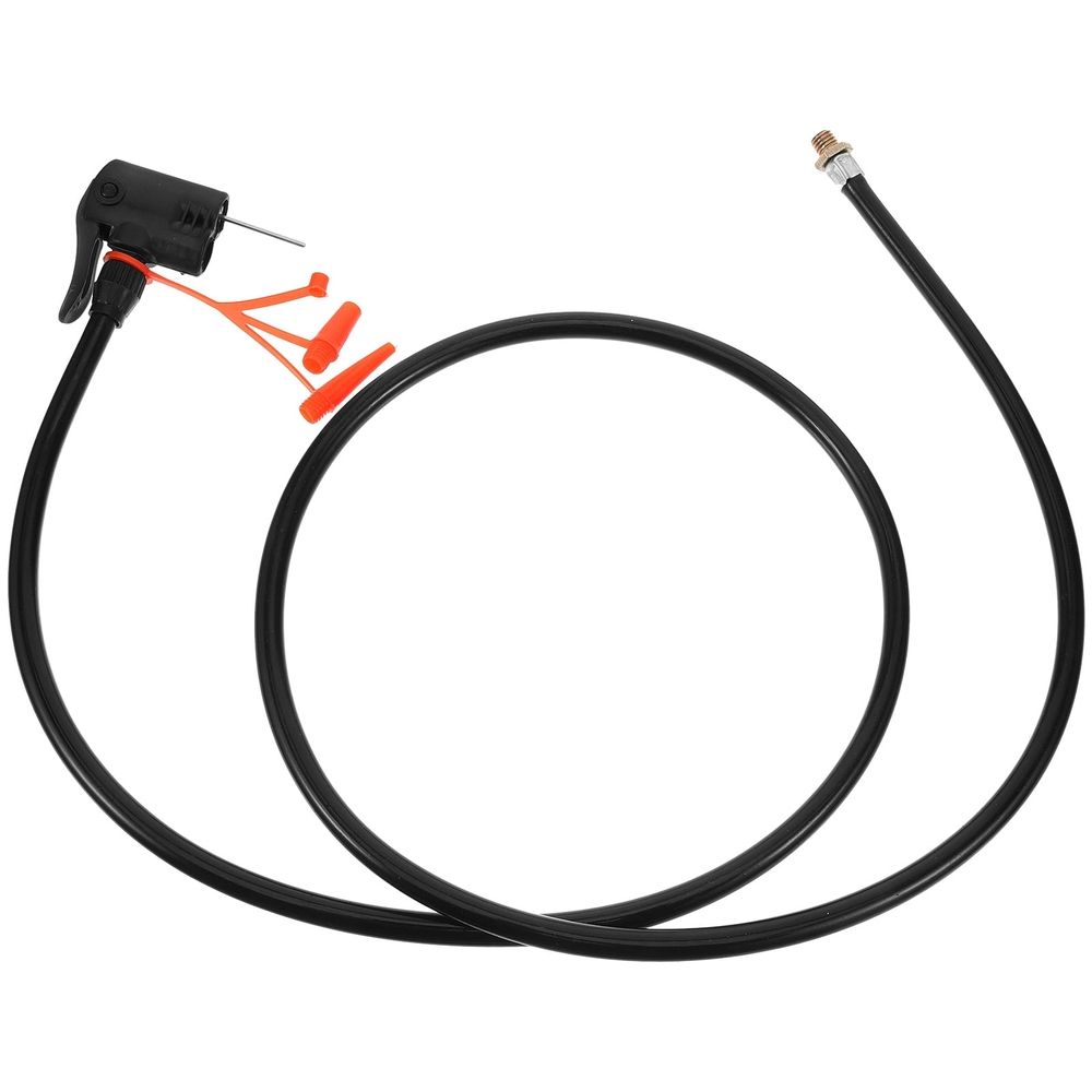 Universal Bike Pump Hose in Black, Reusable Inflator Hose Compatible with All Valve Types for