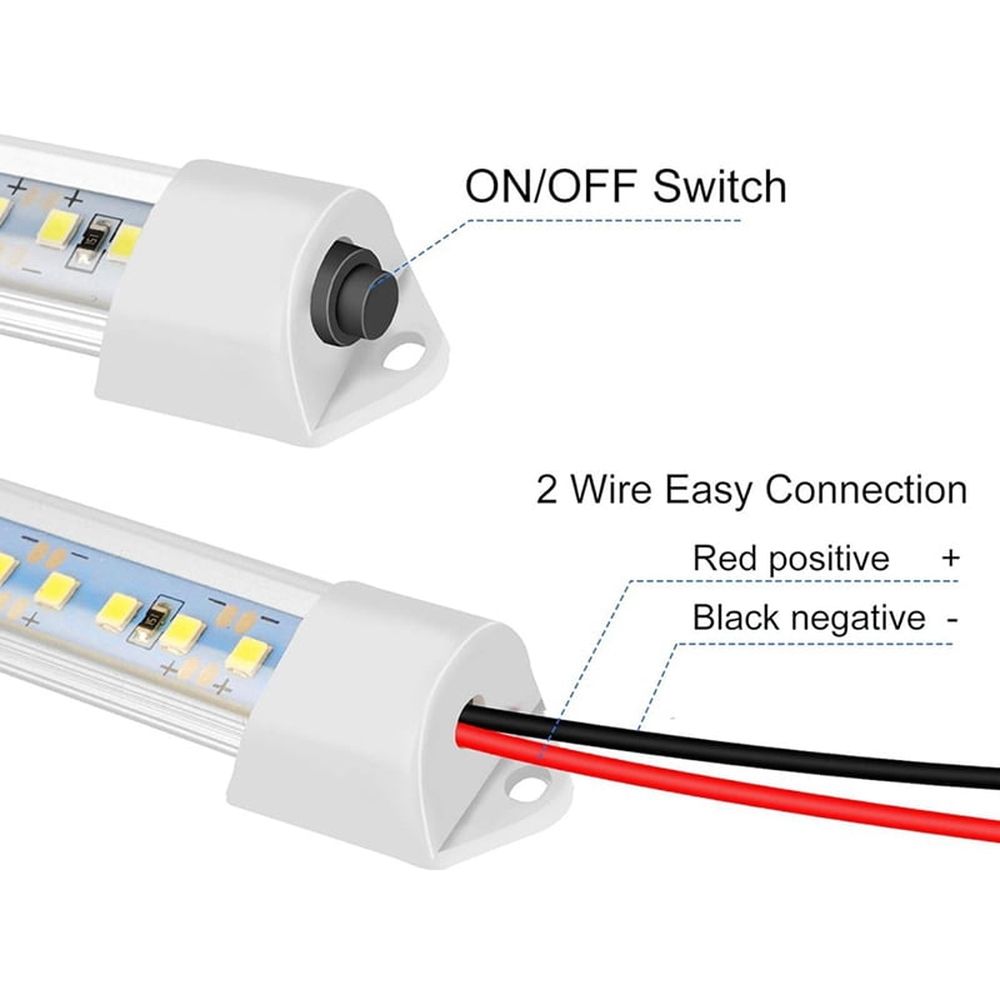 12V LED interior light strip kit, with switch and magnet, 6500K white, suitable for 8 vehicles and cabinets