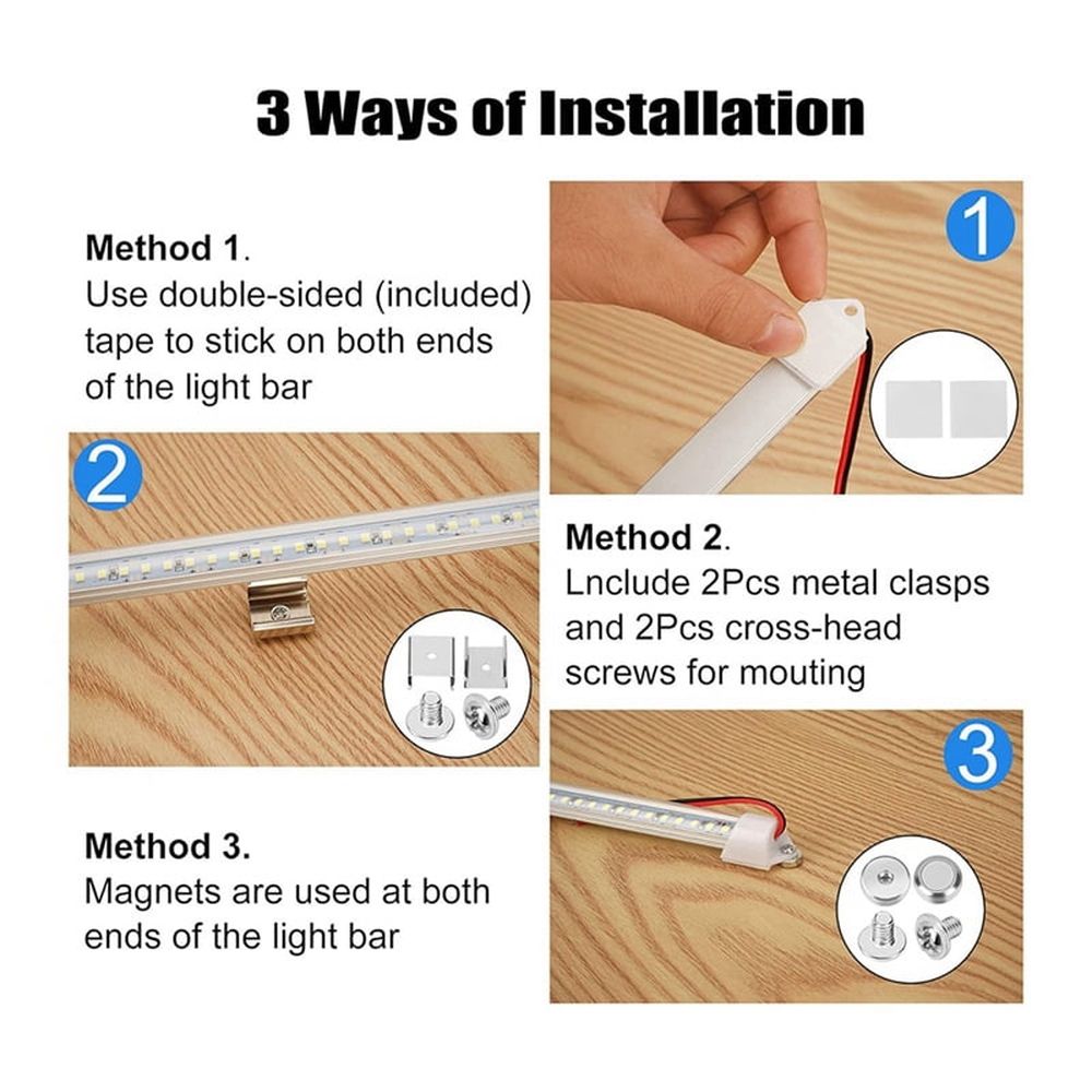 12V LED interior light strip kit, with switch and magnet, 6500K white, suitable for 8 vehicles and cabinets