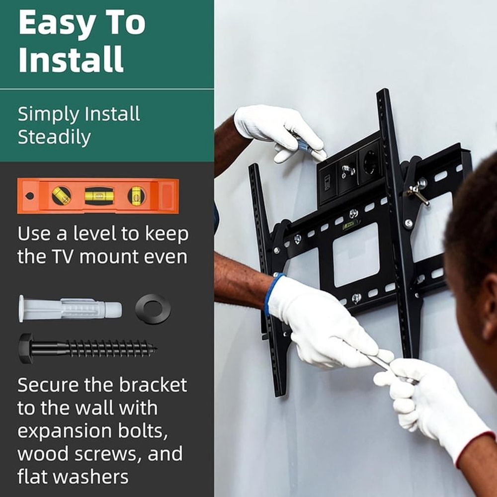 Bolts for TV Wall Mount, TV Mount Screws Kit with M8x65mm Screws, Drywall Anchors, Bubble Level Hardware Kit
