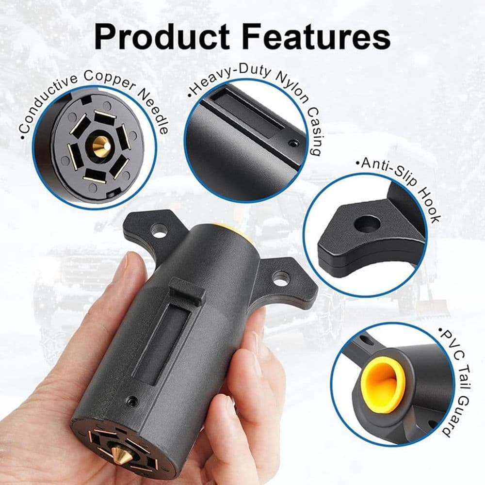 7 Way Trailer Plug 12V 7 Pin Wiring Replacement Plug Black 2 Pack