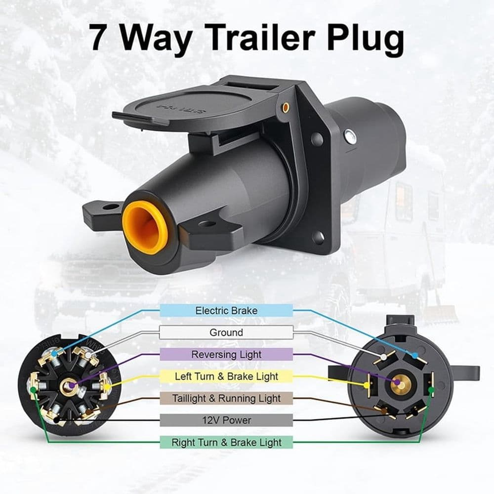 7 Way Trailer Plug 12V 7 Pin Wiring Replacement Plug Black 2 Pack