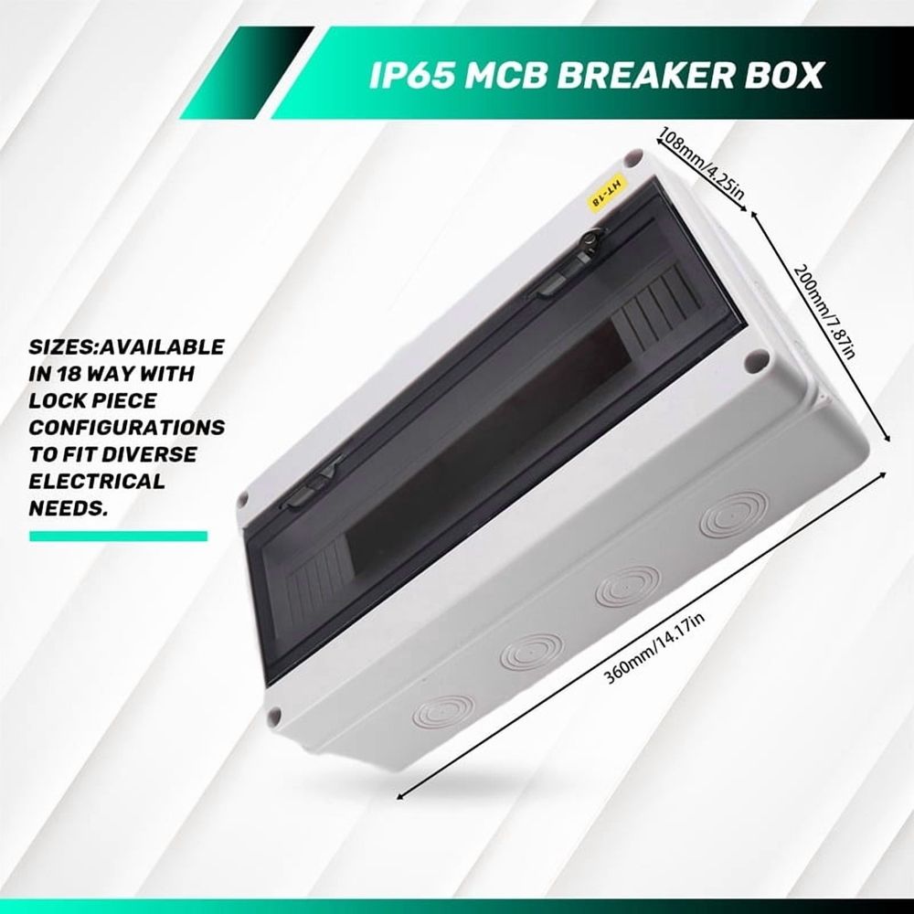 HT series junction box 18WAY IP65 waterproof distribution box outdoor ABS electrical with circuit breaker locking plate