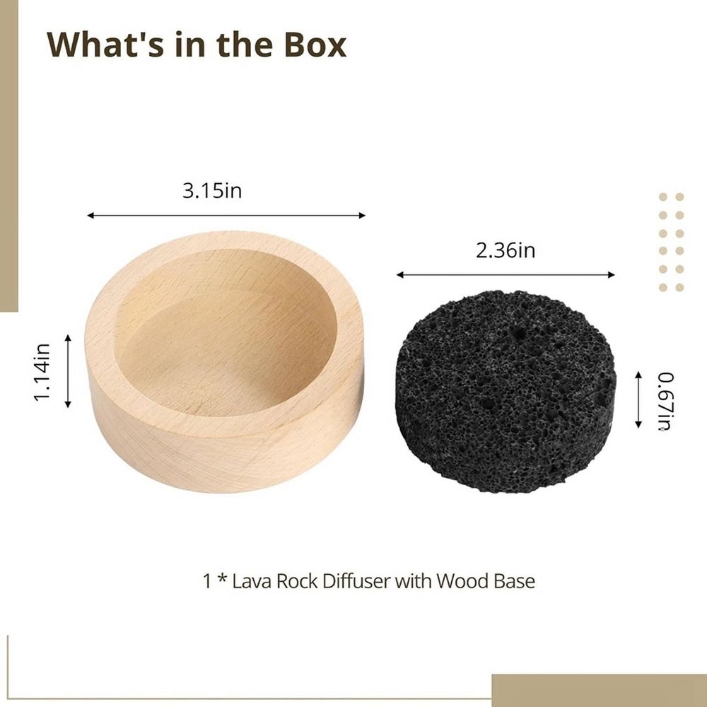 2X Wood Lava Rock Essential Oil Diffuser, Black Lava Rock Stone Diffuser, Stone Diffuser for Home, Offices, Yoga, Sauna