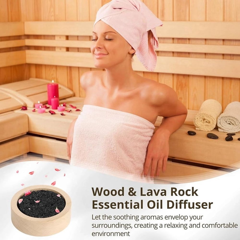 2X Wood Lava Rock Essential Oil Diffuser, Black Lava Rock Stone Diffuser, Stone Diffuser for Home, Offices, Yoga, Sauna