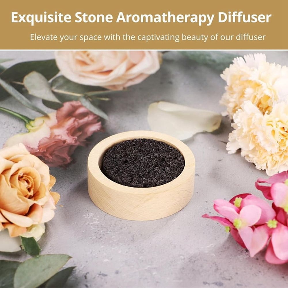 2X Wood Lava Rock Essential Oil Diffuser, Black Lava Rock Stone Diffuser, Stone Diffuser for Home, Offices, Yoga, Sauna