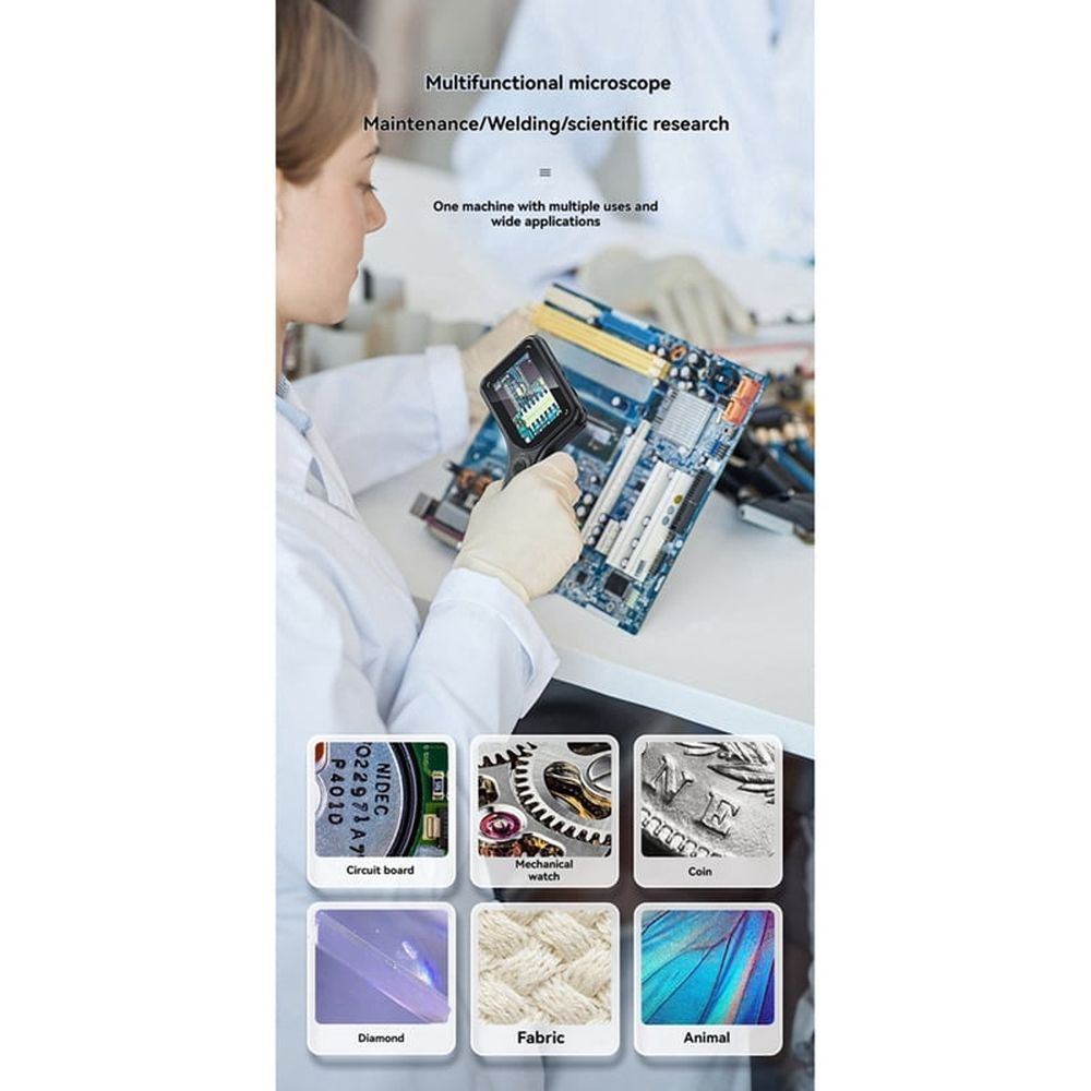 Portable Pocket Digital Electronic Microscope AF Lens 500X Magnification 3Inch Screen Autofocus Handheld Magnifiers