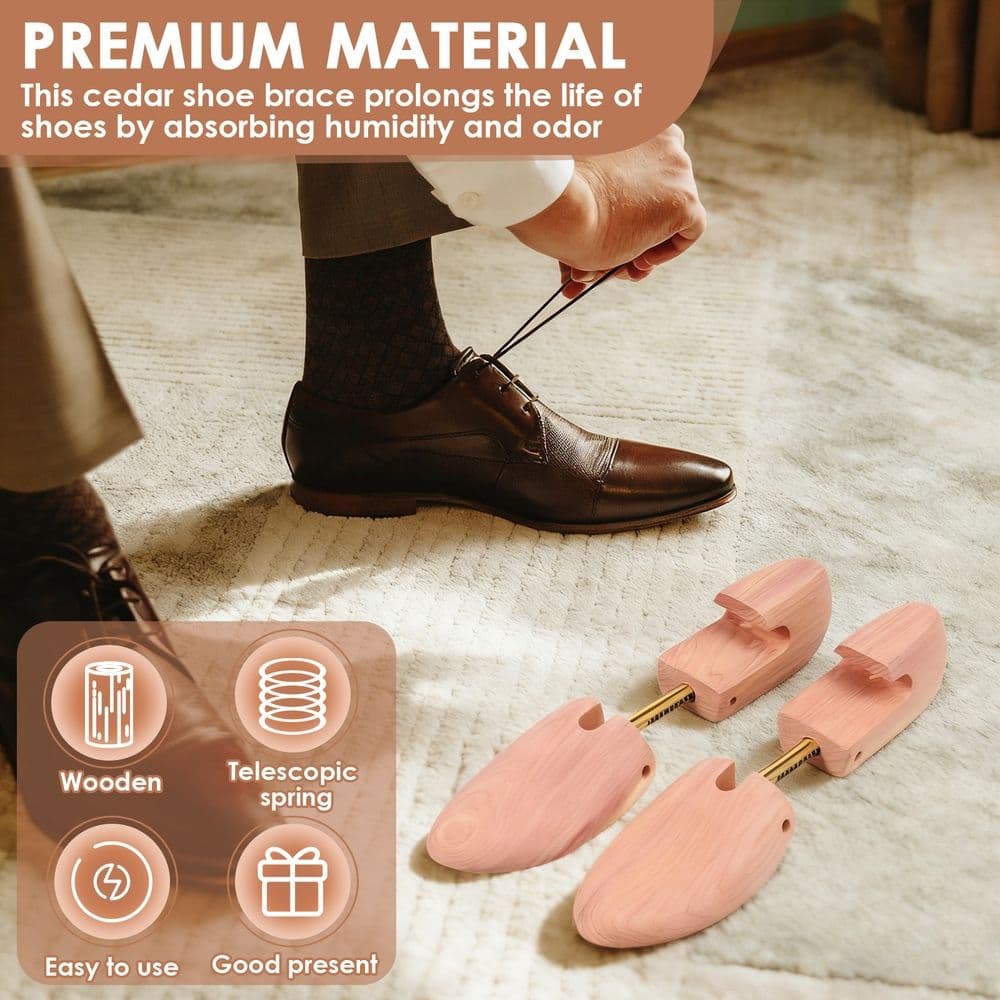 Wooden Shoe Stretcher Cedar Shoe Trees 11.61/12.99in Adjustable for Men Women