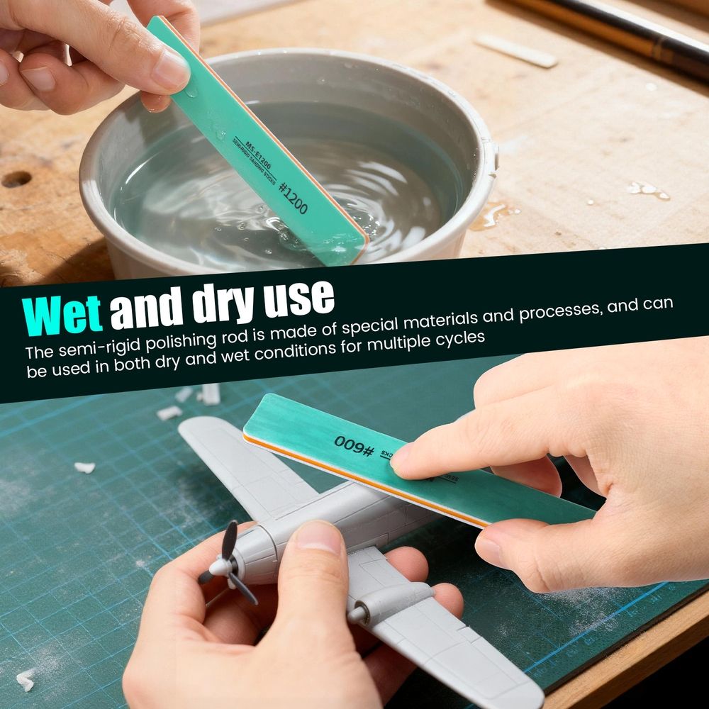 24 Pcs Sanding Stick Wet and Dry Use Polishing Sanding Stick for Plastic Model and Miniature Model #400 #600 #800 #1000 #1200 #1500