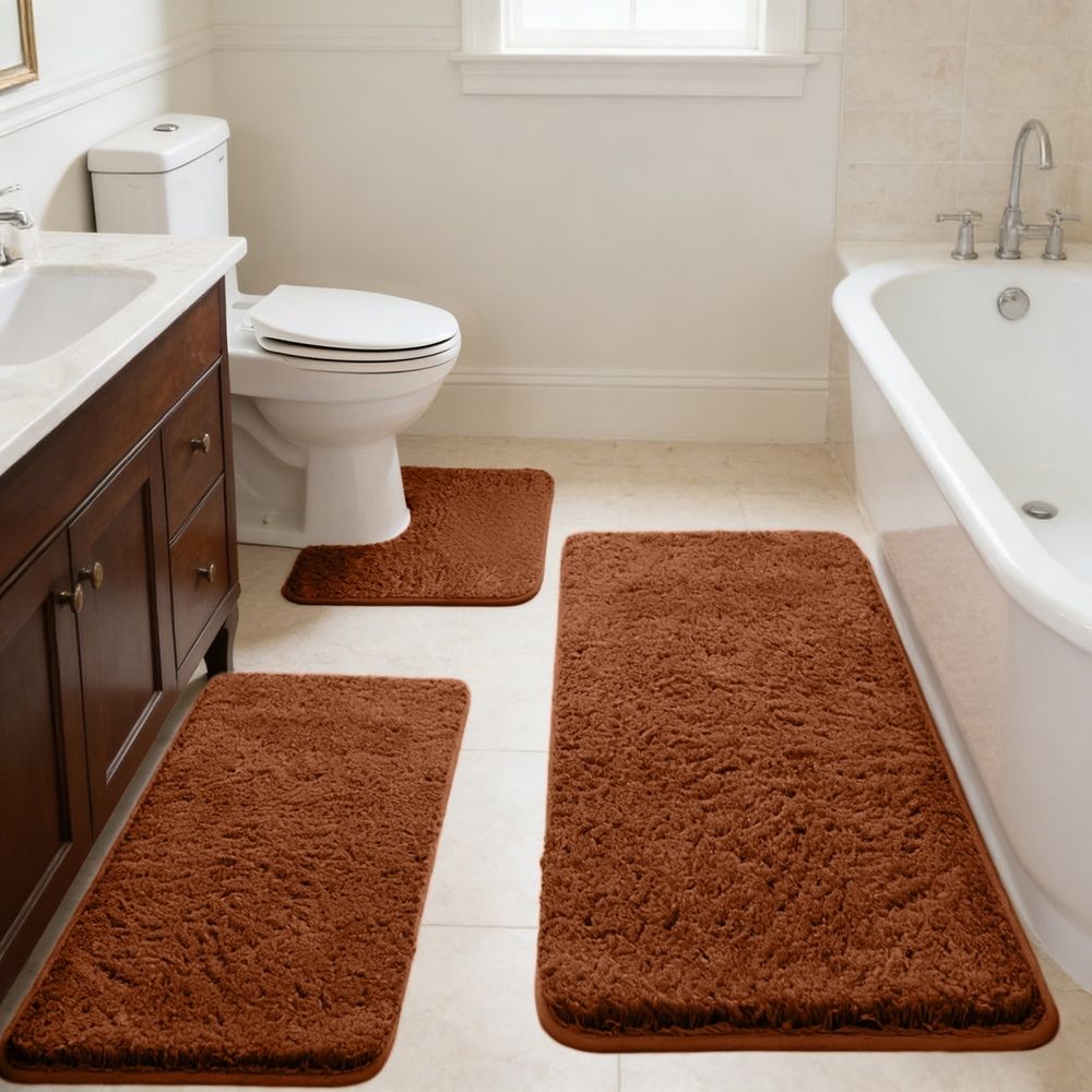 3 Piece Memory Foam Bathroom Rug Set Soft Non Slip Bath Mat Absorbent Bath Rug Perfect for Bathroom Laundry Room Mats Modern Home Decor 40x80 40x60 40x50cm