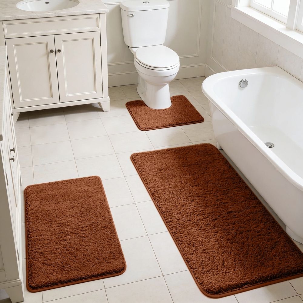 3 Piece Memory Foam Bathroom Rug Set Soft Non Slip Bath Mat Absorbent Bath Rug Perfect for Bathroom Laundry Room Mats Modern Home Decor 40x80 40x60 40x50cm