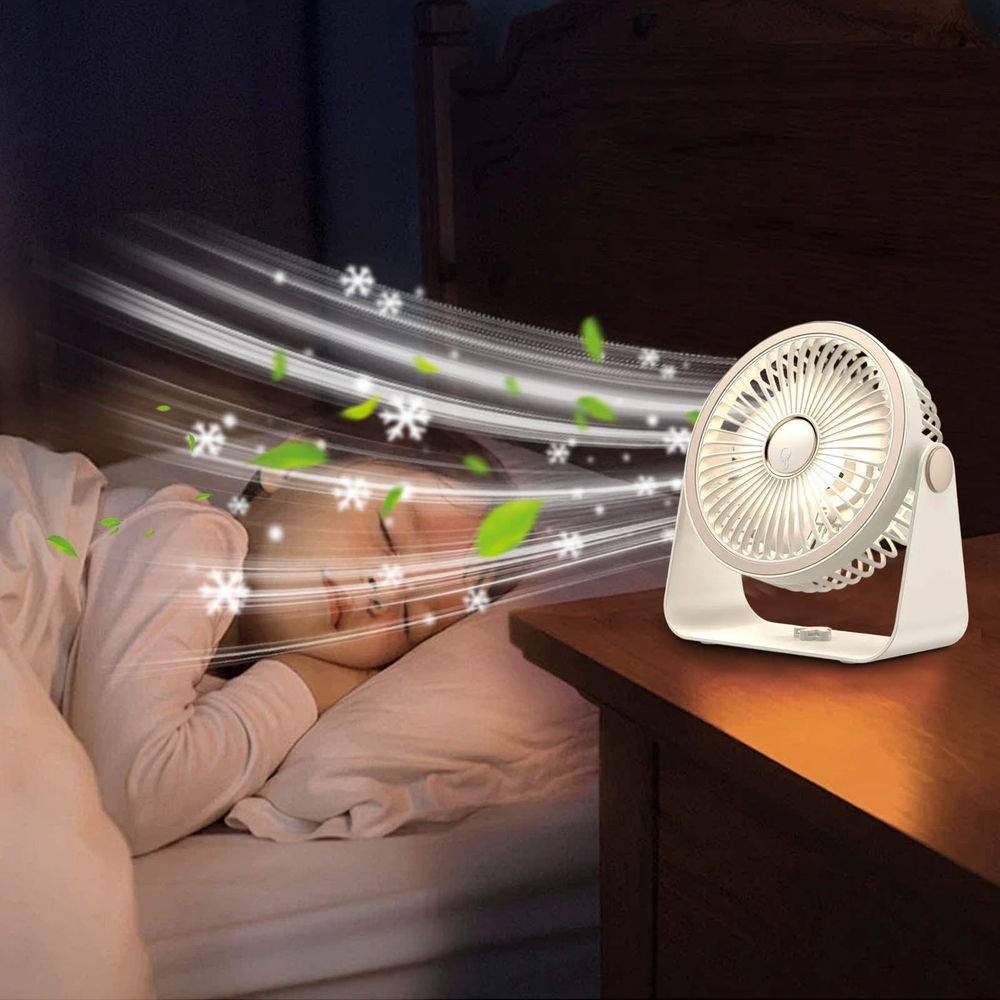 USB Rechargeable Air Circulation Fan with Night Light Aromatherapy Box 5 Speed Modes Portable Desktop Wall Mounted for Dormitory Office Bedroom