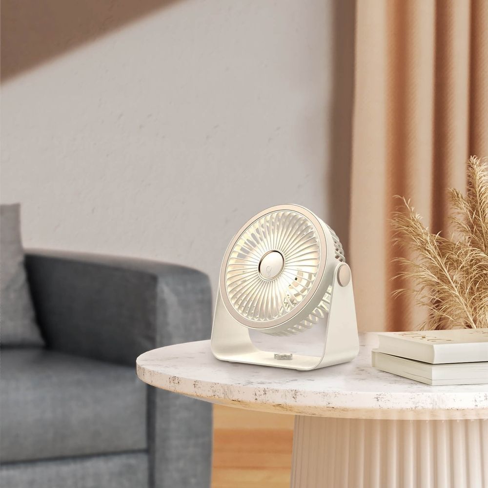 USB Rechargeable Air Circulation Fan with Night Light Aromatherapy Box 5 Speed Modes Portable Desktop Wall Mounted for Dormitory Office Bedroom