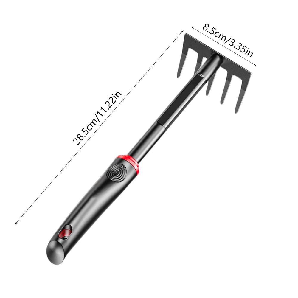5 Tine Hand Rake Gardening Tool Made of HRC60 Quenched Steel with Fiberglass Handle for Weeding Cultivating Soil Aeration