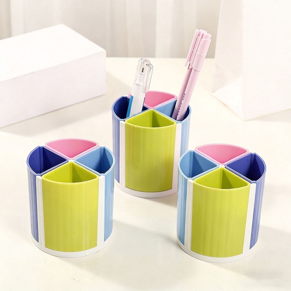 360 Degree Rotating Pen Organizer with 4 Removable Compartments Multicolor Desktop Storage Box for Pencils Markers Makeup Brushes