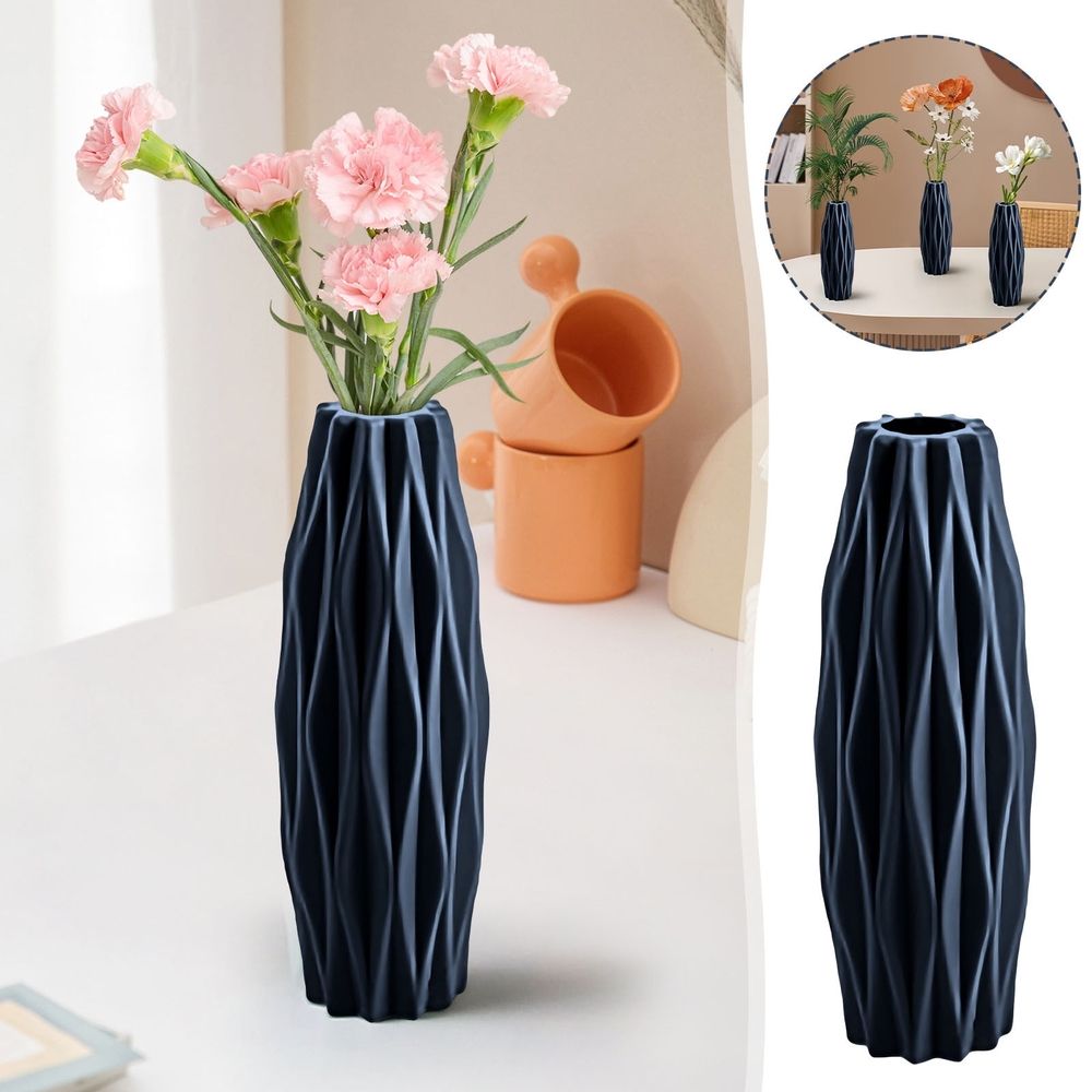 Unbreakable Imitation Ceramic Vase Shatterproof Plastic Flower Vase for Living Room Decor Hydroponic Plants Wedding Centerpiece, 10 Inch