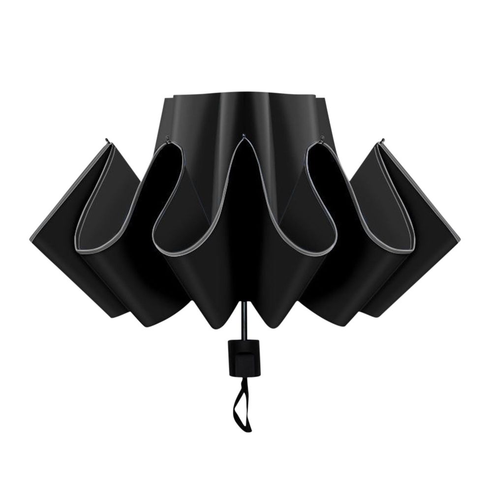 Reverse Folding Umbrella 8 Rib Manual Open UV Protection UPF 50+ Black Coated Sunshade Travel Compact Lightweight for Outdoor