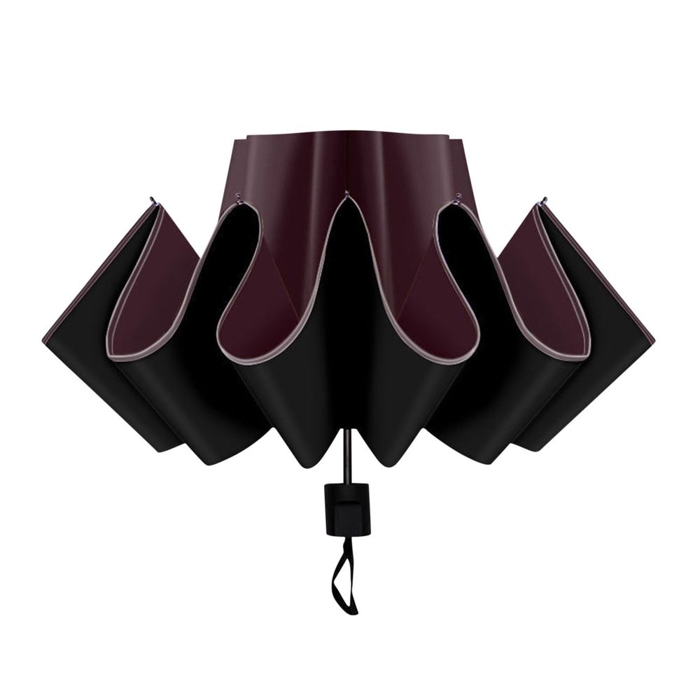 Reverse Folding Umbrella 8 Rib Manual Open UV Protection UPF 50+ Black Coated Sunshade Travel Compact Lightweight for Outdoor