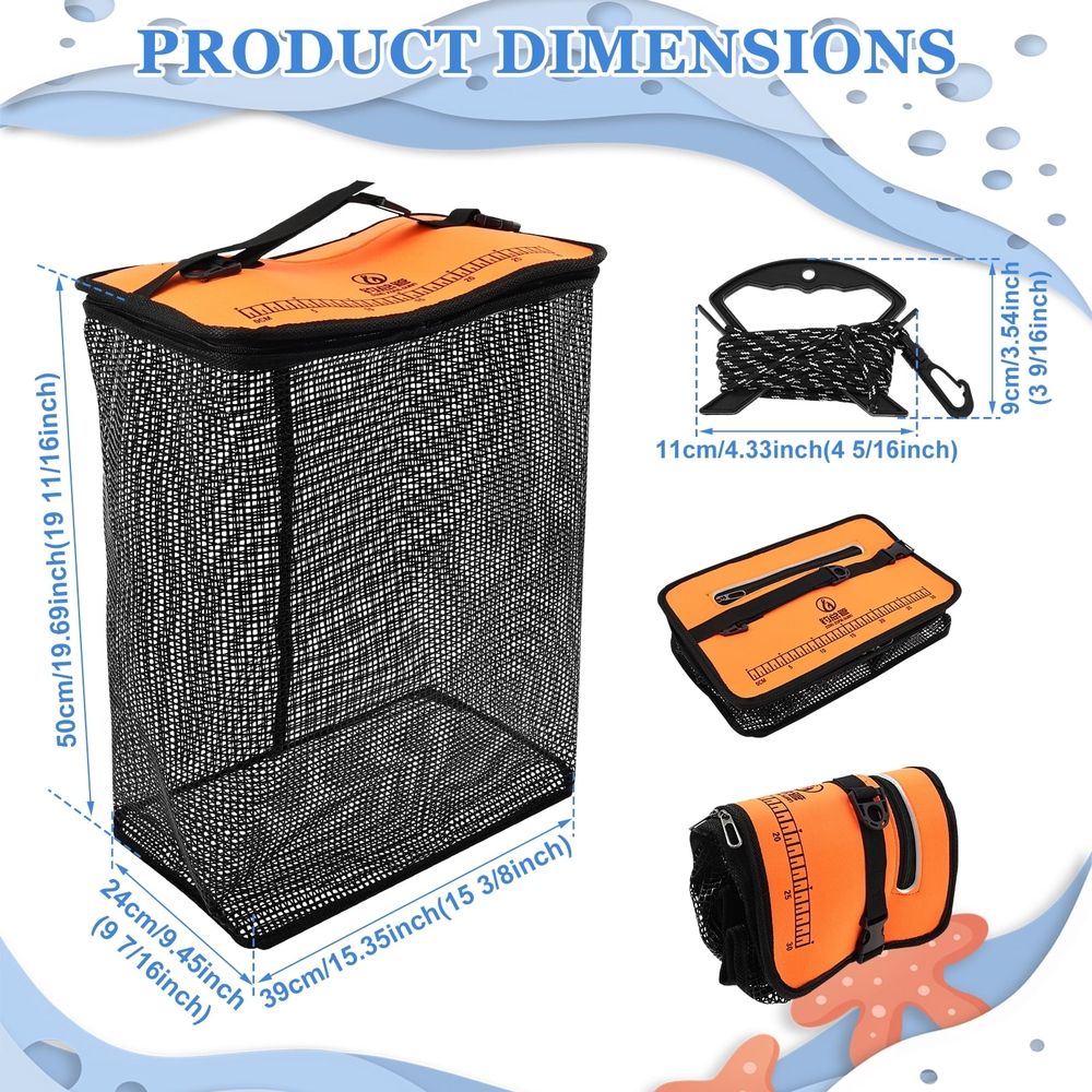 Collapsible Floating Fishing Basket Quick Drying Portable Fishing Floating Net Cage Large Capacity Rubber Coated Bait Storage Cage for Live Caught