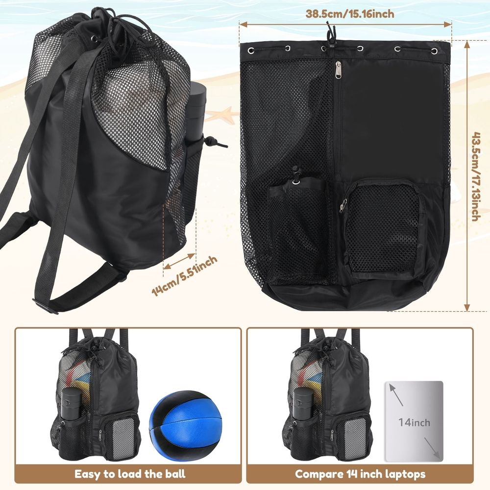 Nylon Mesh Drawstring Swim Bag – Large Capacity Partitioned Storage, Lightweight, Ideal for Pool, Gym & Sports ( Green )