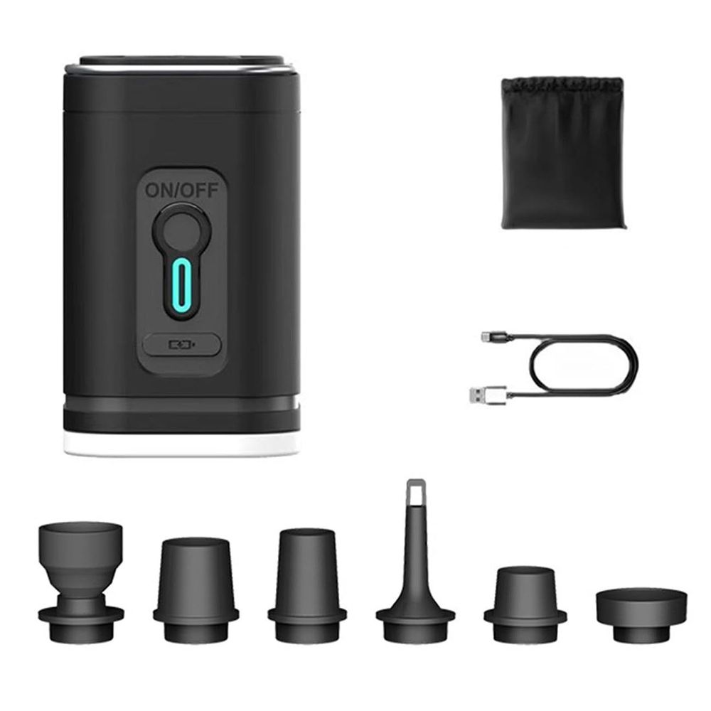 Portable Air Pump for Inflatables with Camping Lantern,300L Mini Air Pump, 1200mAh Inflator/Deflator, 5 Nozzles, USB, Carry Bag for Camping, Travel, Pool & Home