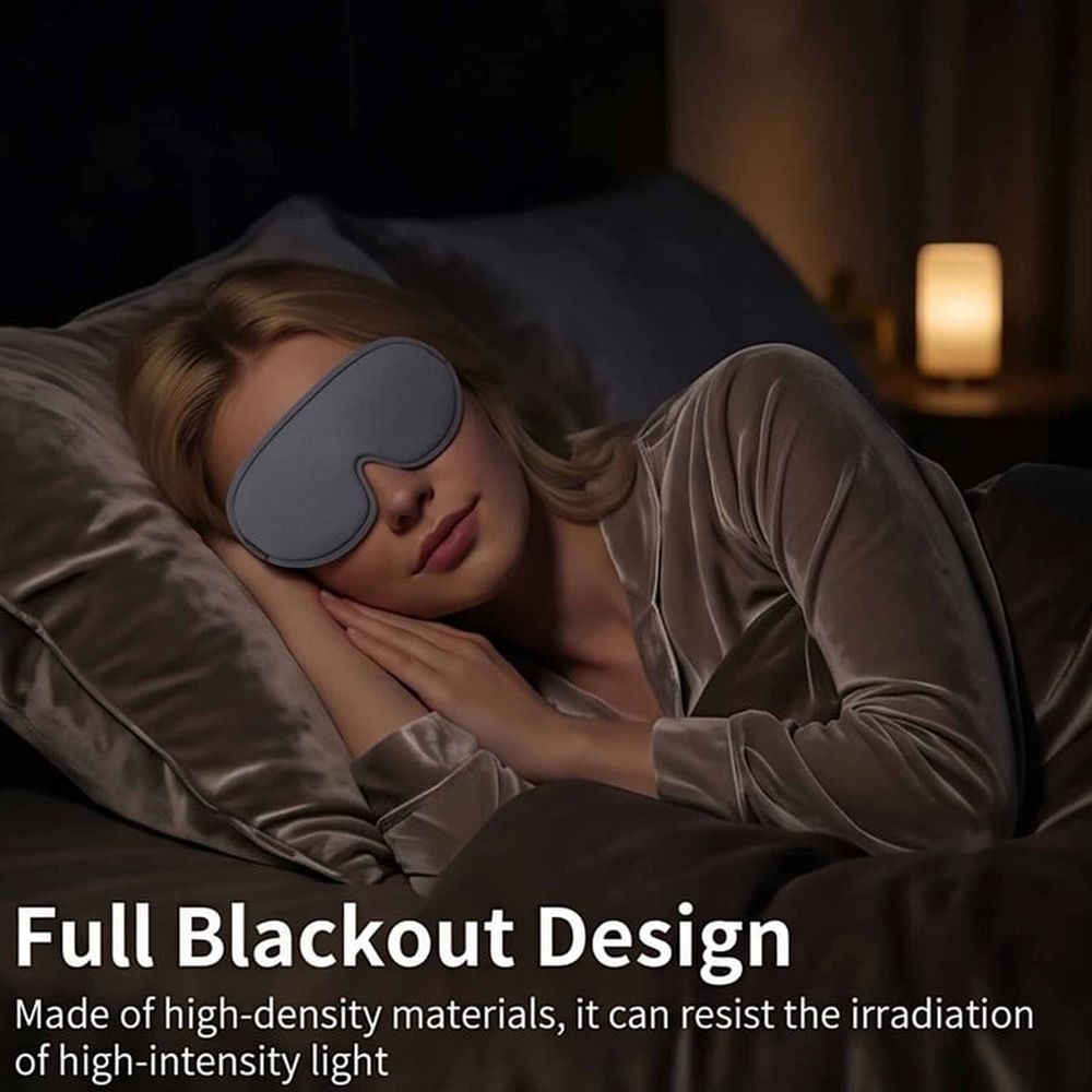 Upgrade Sleep Mask for Women Men, 3D Contoured Blackout Eye Mask for Sleeping, Soft Breathable Adjustable Strap Sleep Eye Cover for Travel, Nap, and Shift Work (Gray)