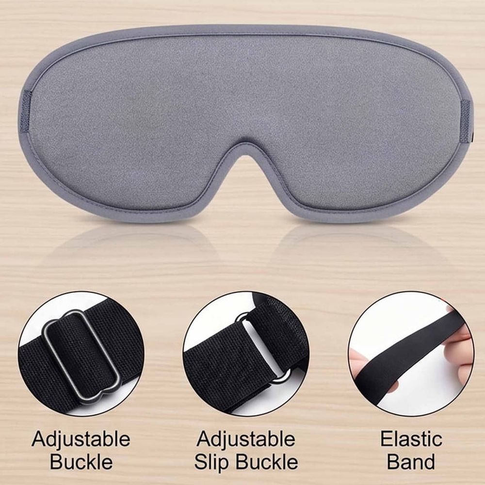 Upgrade Sleep Mask for Women Men, 3D Contoured Blackout Eye Mask for Sleeping, Soft Breathable Adjustable Strap Sleep Eye Cover for Travel, Nap, and Shift Work (Gray)